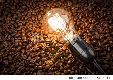 Light bulb on coffee beans 15618813