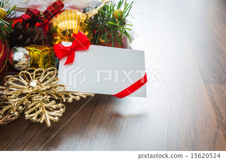 Christmas card and Santa Hat with decorations Christmas card and Santa Hat with decorations 15620524