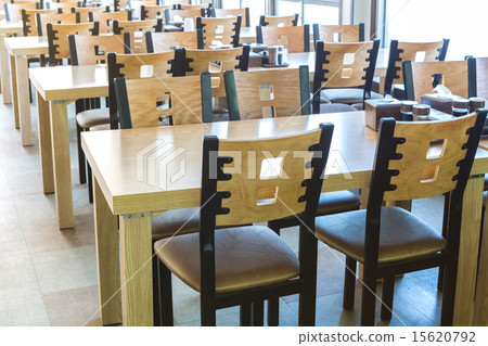 Restaurant interior with wooden table and chair Restaurant interior with wooden table and chair 15620792