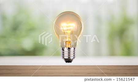 Bulb on wood shelf 15621547