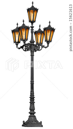 Antique lamp post on white 15621613