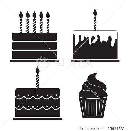 Birthday Cake Silhouette Set Vector Illustration 15621881