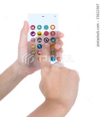 Hand touch the Screen on the Smart Phone Hand touch the Screen on the Smart Phone 15622367