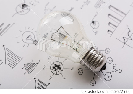 Light bulb with drawing graph 15622534