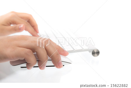 Closeup of business woman hand typing on laptop  15622882