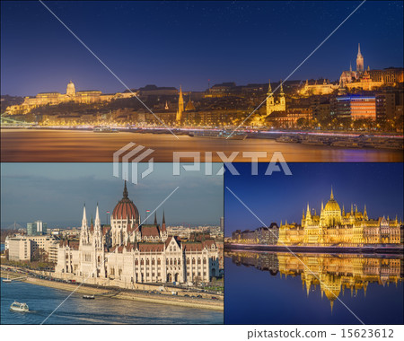 The beauty panorama of attractions Budapest. 15623612