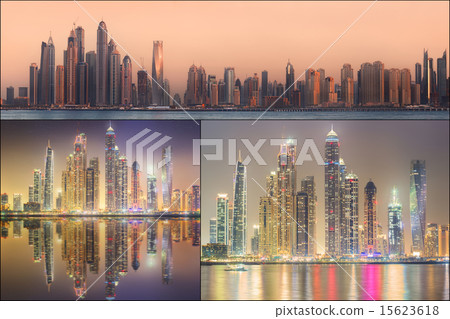Collage of the beauty panorama at Dubai marina. 15623618