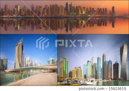 Collage of the beauty panorama at Dubai marina. Collage of the beauty panorama at Dubai marina. 15623619