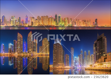 Collage of the beauty panorama at Dubai marina. 15623620