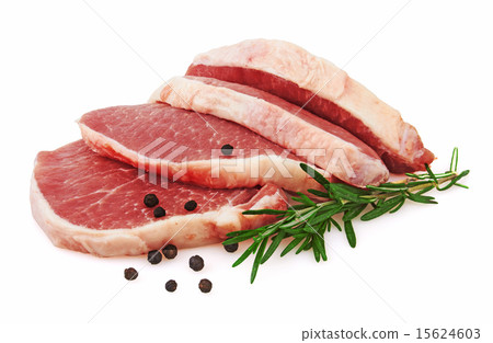 Fresh Raw Meat with pepper and rosemary Fresh Raw Meat with pepper and rosemary 15624603
