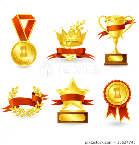 圖庫插圖: trophy and prize emblem