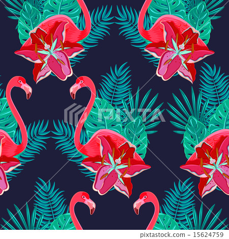 Flamingo lilies colorful seamless pattern Flamingo lilies colorful seamless pattern 15624759