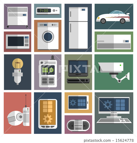 Internet things icons set flat 15624778