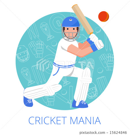 Cricket player icon poster print flat Cricket player icon poster print flat 15624846