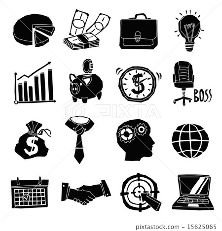 Business Icons Black And White Set 15625065