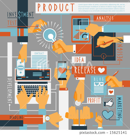 Hand icons production process concept 15625141