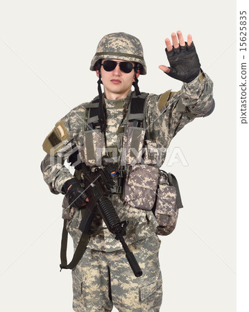 soldier showing stop symbol 15625835