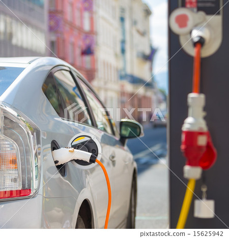 Electric Car in Charging Station. Electric Car in Charging Station. 15625942