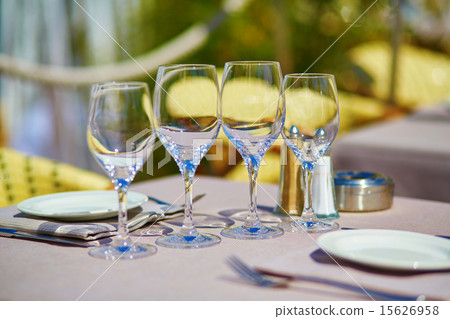 Beautiful table setting in a beach restaurant Beautiful table setting in a beach restaurant 15626958
