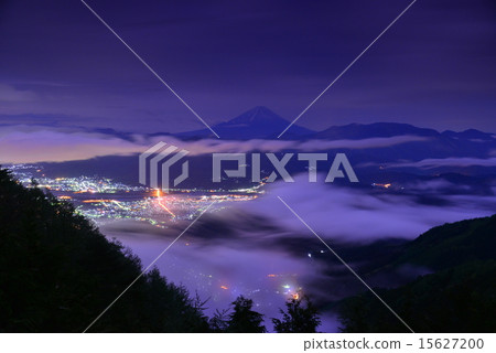 Night view of Mt. Fuji from comb forest road Night view of Mt. Fuji from comb forest road 15627200