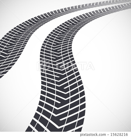 Tire tracks, white background  15628216