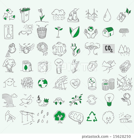 Ecology organic signs eco and bio elements in... - Stock Illustration ...