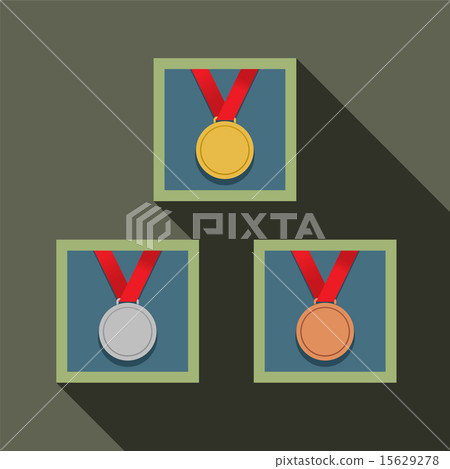 Three Medal In Picture Frame Three Medal In Picture Frame 15629278