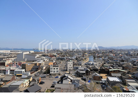 Viewing the Marugame direction from Tadatsu Town center (JR Shikoku Tada Tsu factory and townspeople hall etc) from Takatitsu-cho, Kagawa prefecture, Momo-ryu Park Viewing the Marugame direction from Tadatsu Town center (JR Shikoku Tada Tsu factory and townspeople hall etc) from Takatitsu-cho, Kagawa prefecture, Momo-ryu Park 15629520