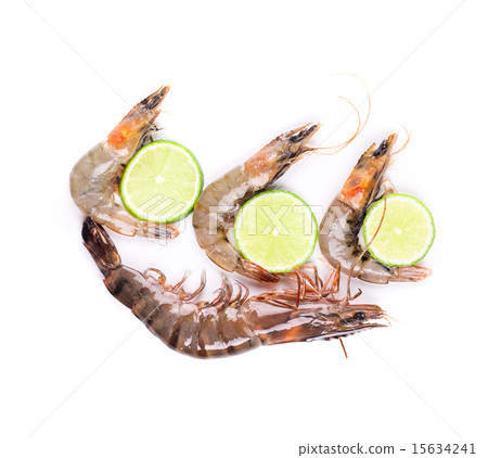 Raw tiger shrimps on plate. Raw tiger shrimps on plate. 15634241
