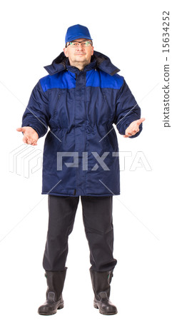 Worker in blue workwear. Worker in blue workwear. 15634252