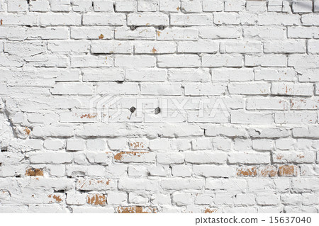 Old brick wall painted with white paint Old brick wall painted with white paint 15637040