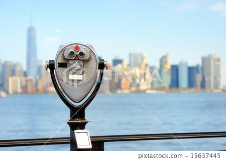Binoculars looking to the Manhattan skyline Binoculars looking to the Manhattan skyline 15637445