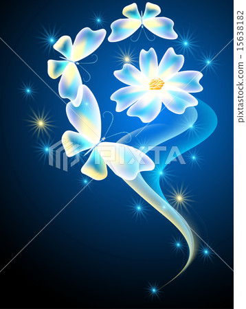 Neon butterflies and flower Neon butterflies and flower 15638182