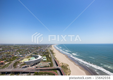 Aerial view of a beautiful coastline from 100 meters altitude Aerial view of a beautiful coastline from 100 meters altitude 15642038