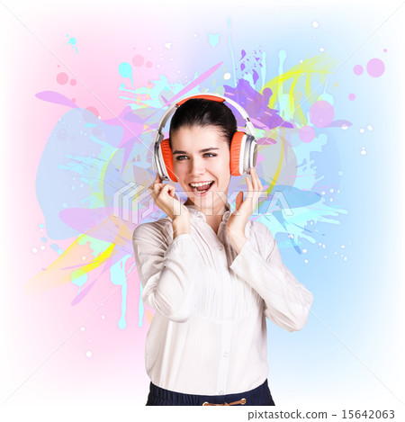 Woman in headphones Woman in headphones 15642063