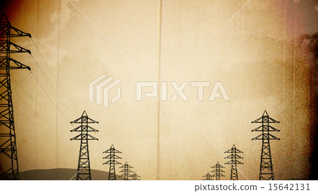 High Voltage Electric Poles in the Sunset Sunrise 15642131