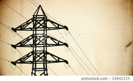 High Voltage Electric Poles in the Sunset Sunrise 15642133