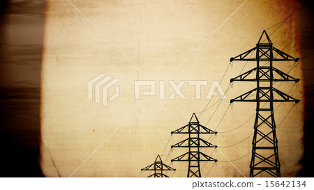 High Voltage Electric Poles in the Sunset Sunrise 15642134