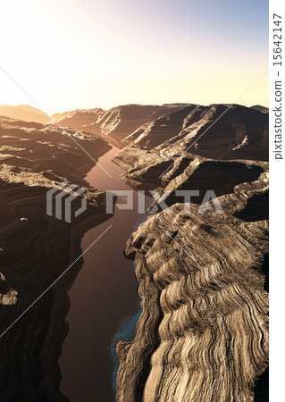 Canyon with a Natural Fault Drainage Basin Lake Canyon with a Natural Fault Drainage Basin Lake 15642147
