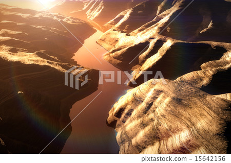 Canyon with a Natural Fault Drainage Basin Lake Canyon with a Natural Fault Drainage Basin Lake 15642156