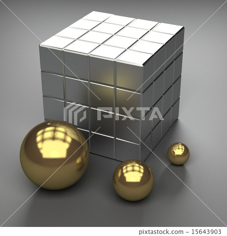illustration of cube and spheres illustration of cube and spheres 15643903