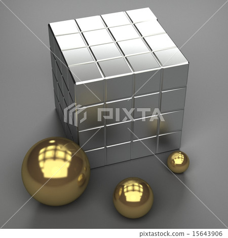 illustration of cube and spheres illustration of cube and spheres 15643906