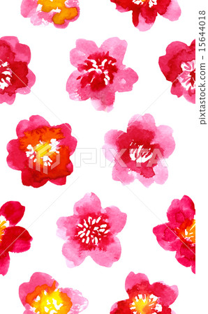 Watercolor painted pattern with camellia Watercolor painted pattern with camellia 15644018