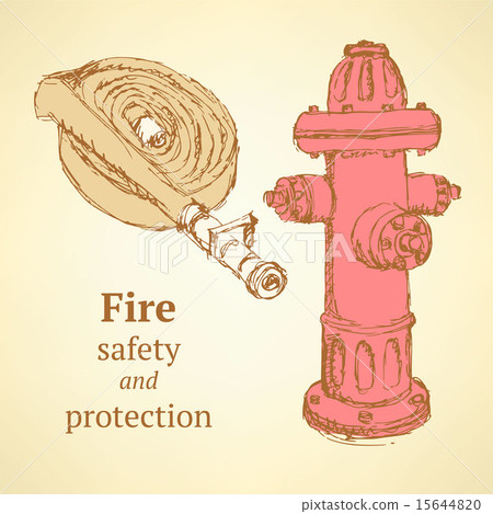 Sketch hose and hydrant in vintage style 15644820