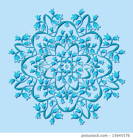 circular pattern with blue flowers 15645576