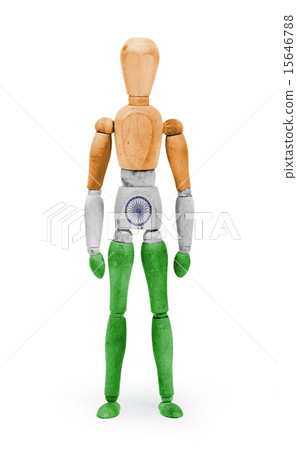 Wood figure with flag bodypaint - India Wood figure with flag bodypaint - India 15646788