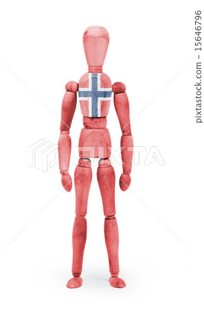Wood figure mannequin with flag bodypaint - Norway Wood figure mannequin with flag bodypaint - Norway 15646796
