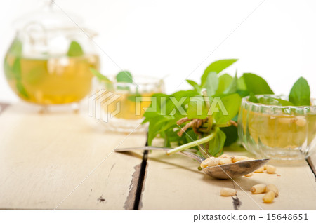 Arab traditional mint and pine nuts tea 15648651
