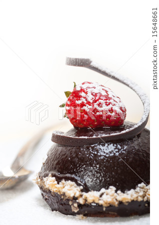 fresh chocolate strawberry mousse 15648661