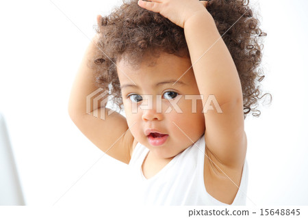 Laptop computer and 1 year old child 15648845